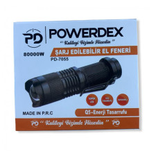 POWERDEX PD_7055 ŞARZ EDİLEBİLİR METAL EL FENERİ